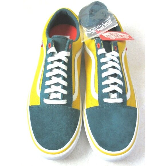 COPY - Vans Mens Old Skool Pro Prime Atlantic Gold Yellow Green Skate Shoes Siz… - Picture 3 of 5